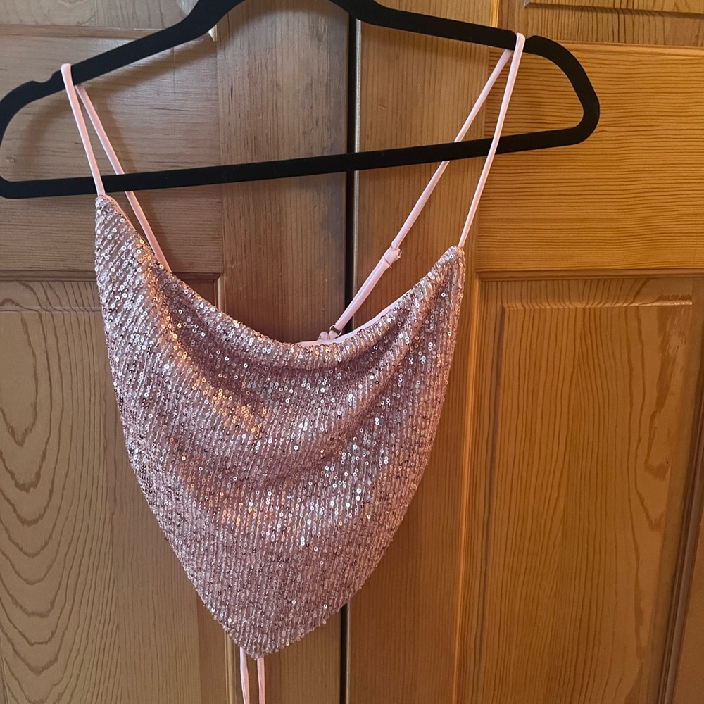 Fashionnova rosegold halter triangle top NWT